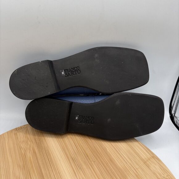 Franco Sarto Women’s Blue Leather Loafers Size 7 Square Toe O-Ring Bit Slip On - Picture 9 of 11